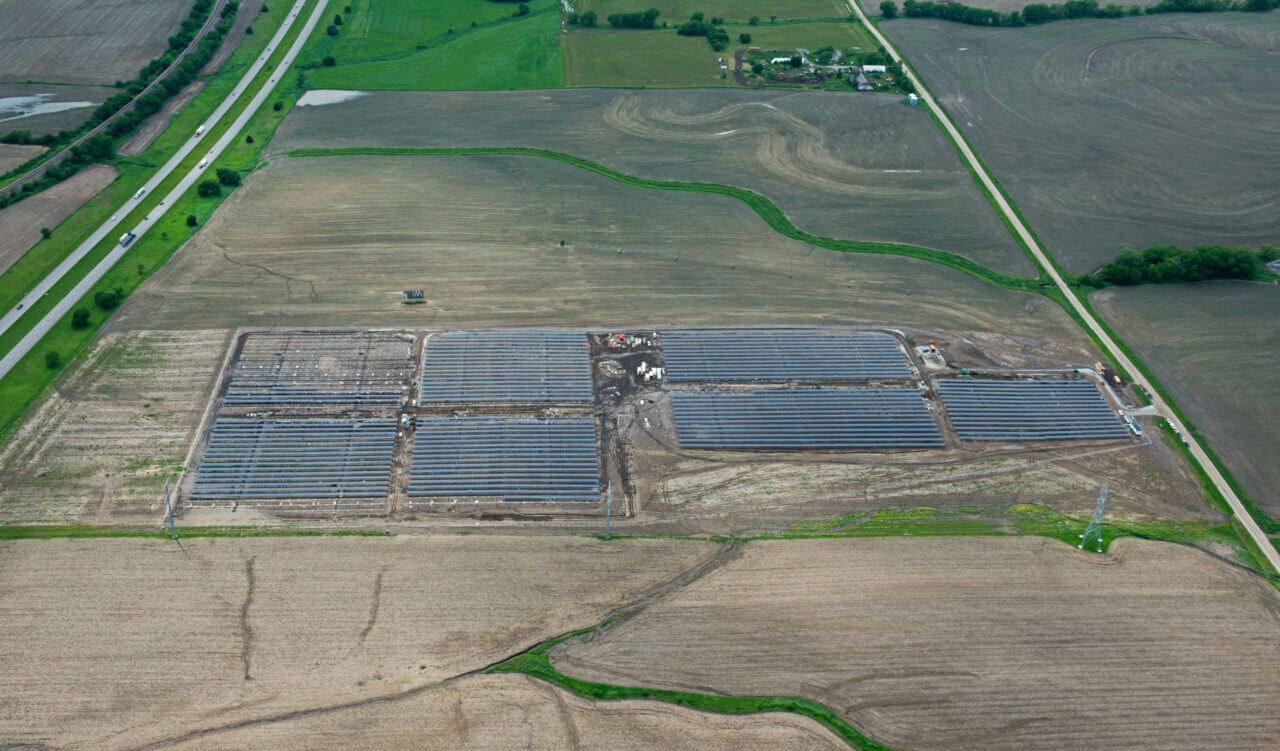 Birds eye view of Holdrege solar project in development