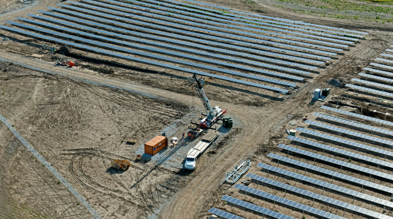 Aerial view of Holdrege solar project in development
