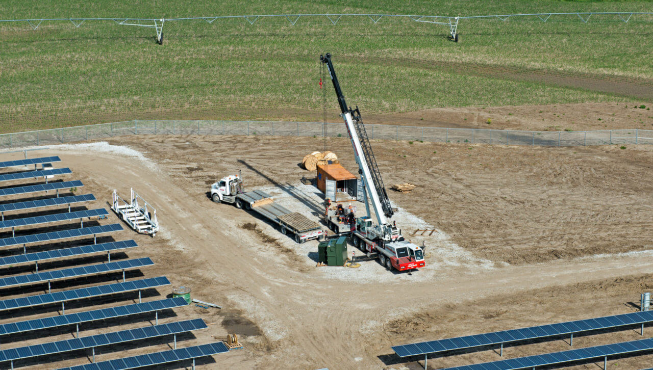 Crane at Holdrege solar project in development