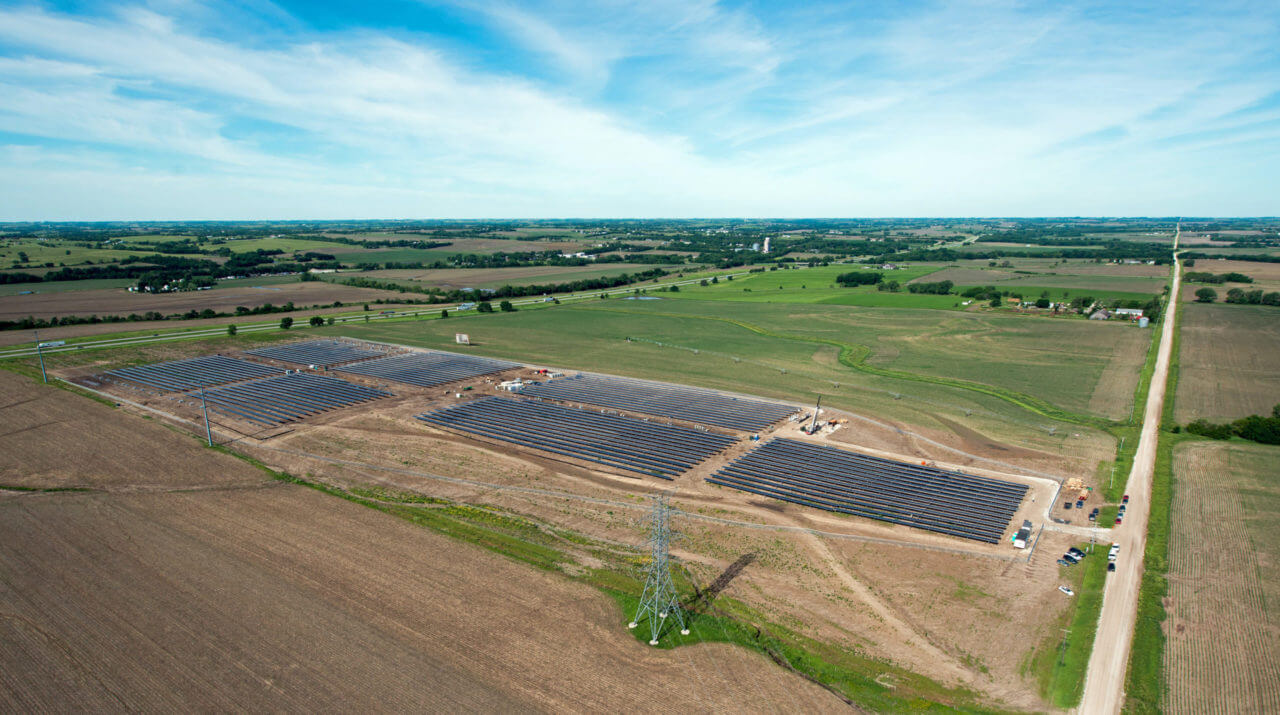 Aerial view of Holdrege solar project zoomed out