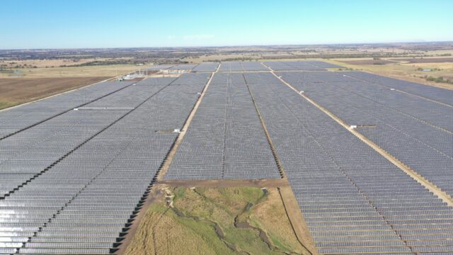 Aerial shot of 81MW solar field