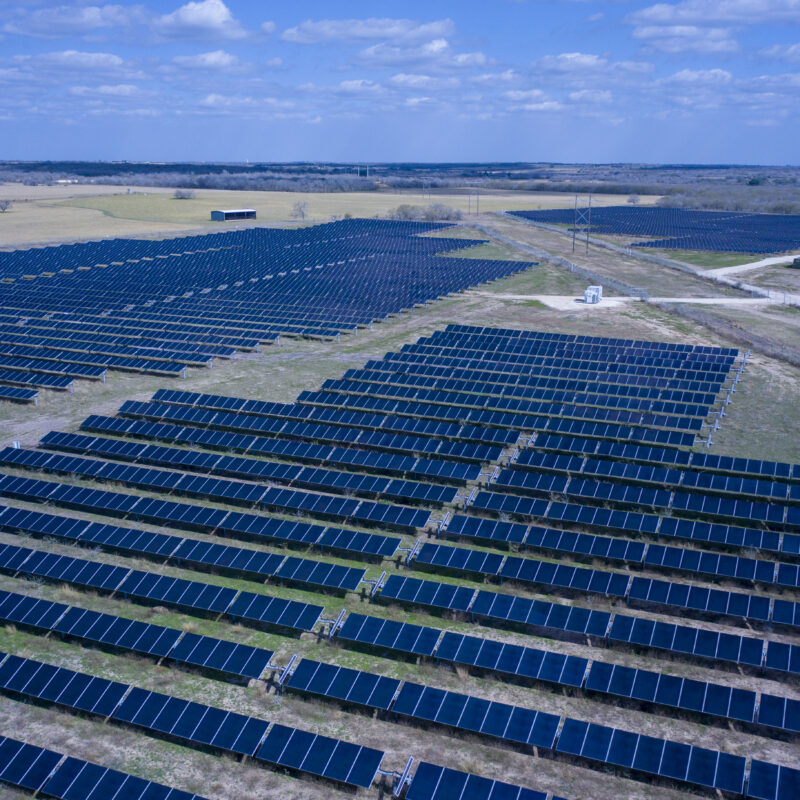 Aerial shot of solar field in Texas
