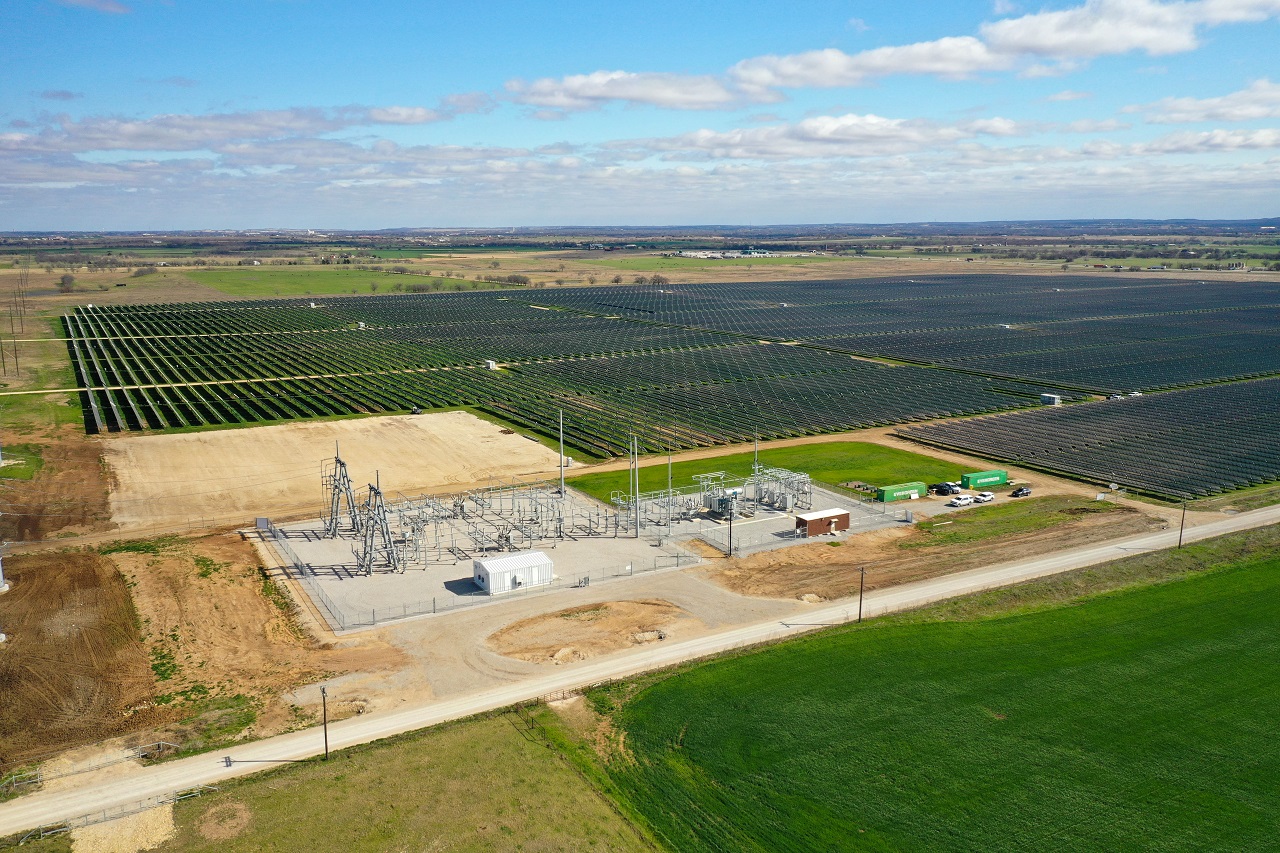 Gainesville Texas aerial shot solar panels