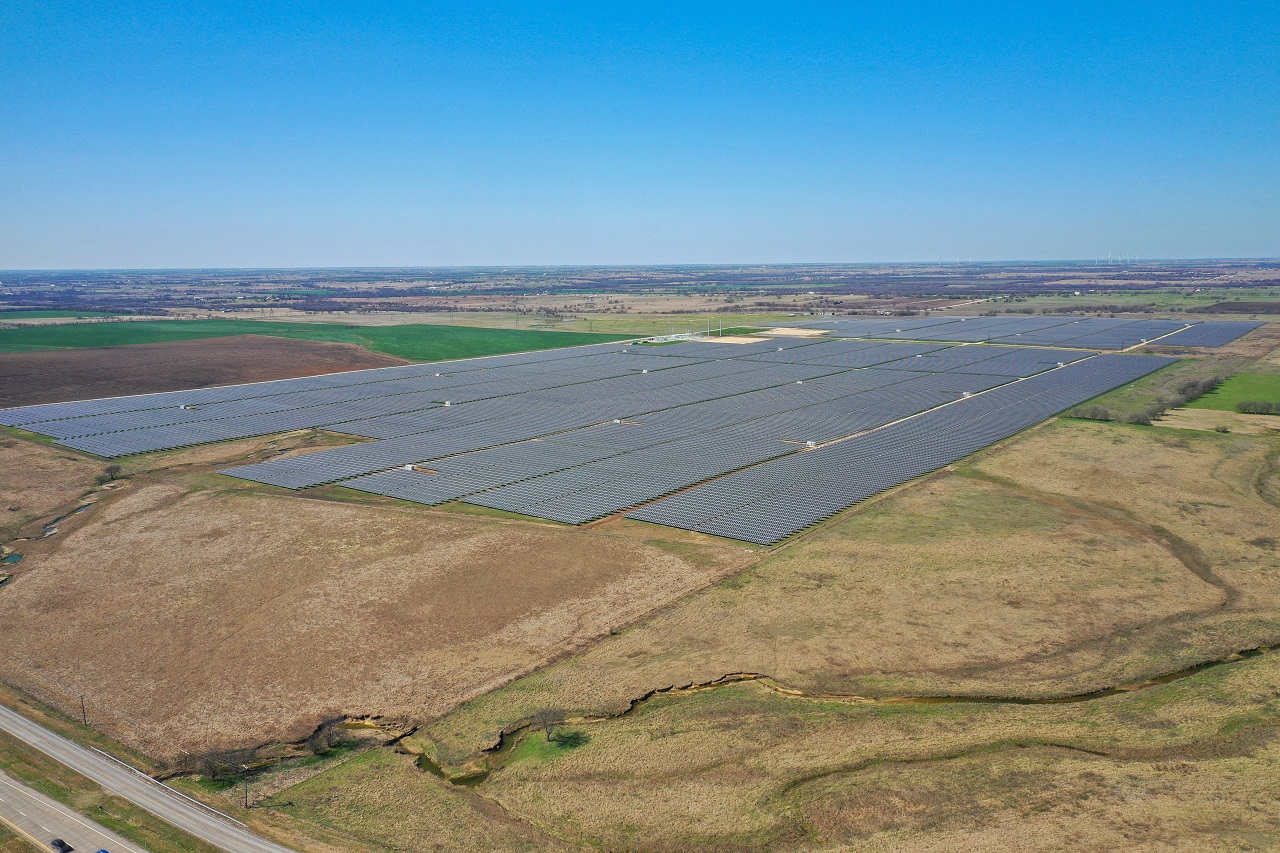 Gainesville Texas distant aerial shot solar panels