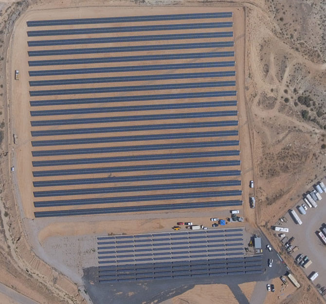 Birds eye view of solar project in development